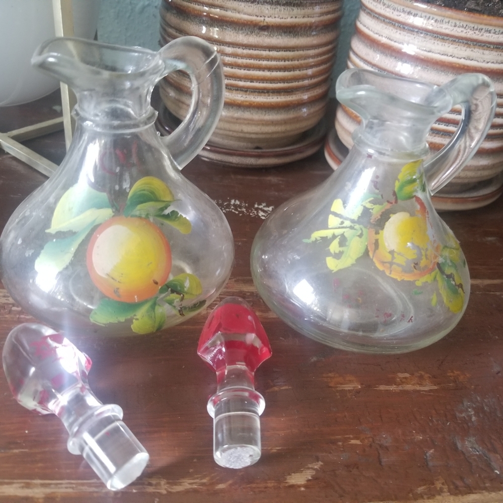 Vintage hand painted jars